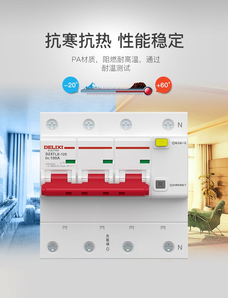 德力西大功率漏電開關(guān)DZ47LE 2P-100A/125A D型漏電斷路器 兩相大功率漏電保護(hù)器 2極漏電開關(guān)