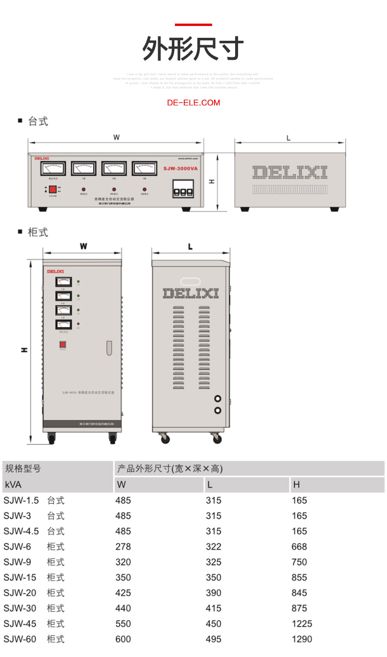 德力西三相穩(wěn)壓器SJW-45KW 380V高精度穩(wěn)壓器 工業(yè)用三相SVC 45KVA穩(wěn)壓器 45000W